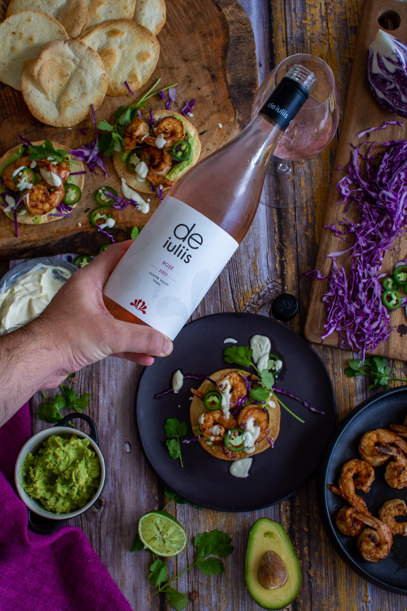 Estate Rosé & Spiced Prawn Tostadas