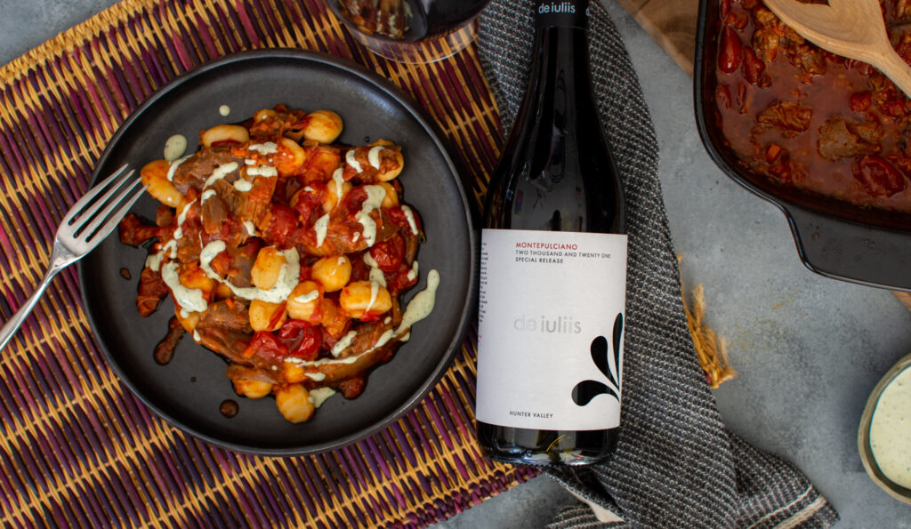 A delicious wine and meal pairing of lamb rago with Hunter Valley Montepulciano
