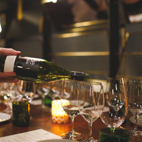 De Iuliis wines being poured at a fine dining restaurant