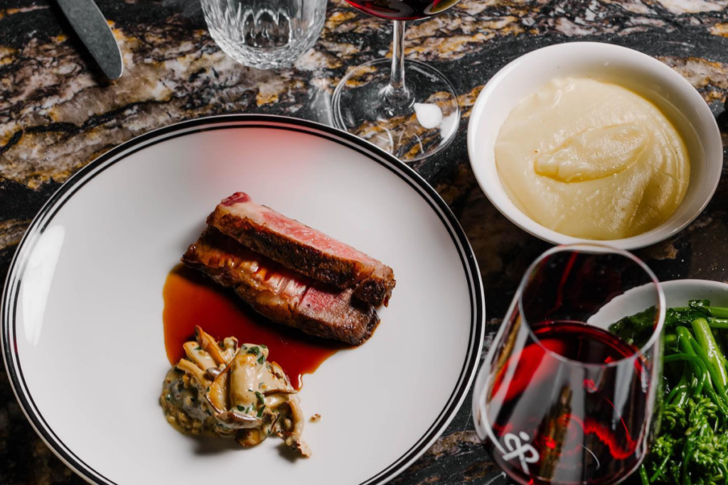 A fine dining dish of beef and pomme puree which will feature on the menu at our Winemaker's Lunch